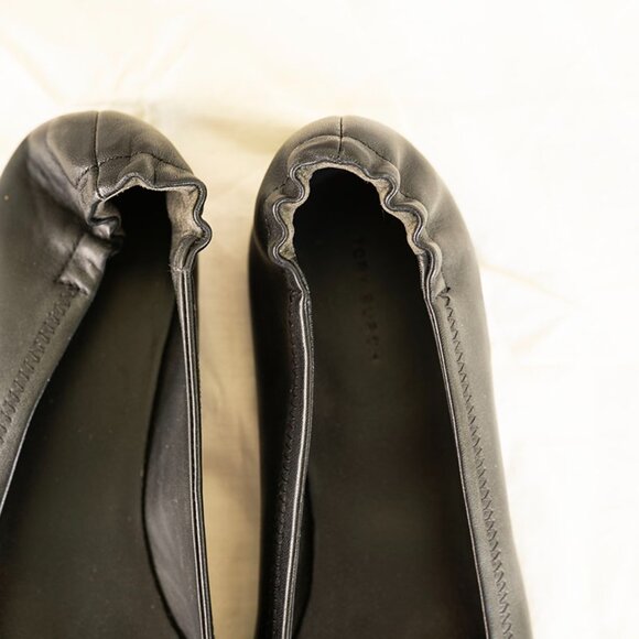 Tory Burch Claire Ballet Flat Leather Black Shoes size 10.5 $228 Current Style - Picture 4 of 5